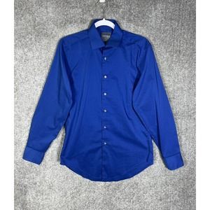 Madison‎ Slim Fit Button Up Shirt Mens Size Medium Stretch Blue Long Sleeve